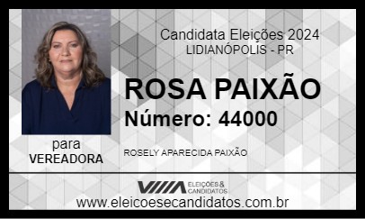 Candidato ROSA PAIXÃO 2024 - LIDIANÓPOLIS - Eleições