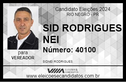 Candidato SID RODRIGUES NEI 2024 - RIO NEGRO - Eleições