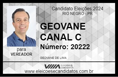 Candidato GEOVANE CANAL C 2024 - RIO NEGRO - Eleições