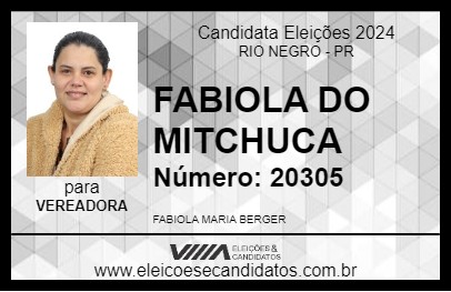 Candidato FABIOLA DO MITCHUCA 2024 - RIO NEGRO - Eleições