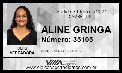 Candidato ALINE GRINGA 2024 - CAMBÉ - Eleições