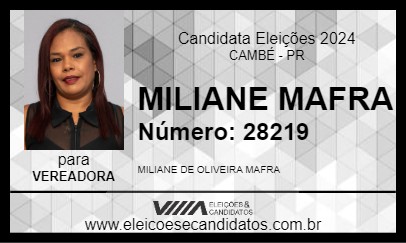 Candidato MILIANE MAFRA 2024 - CAMBÉ - Eleições