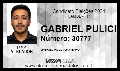 Candidato GABRIEL PULICI 2024 - CAMBÉ - Eleições