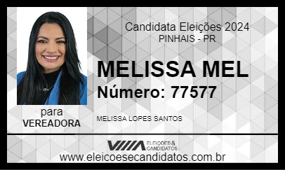 Candidato MELISSA MEL 2024 - PINHAIS - Eleições