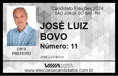 Candidato JOSÉ LUIZ BOVO 2024 - SÃO JORGE DO IVAÍ - Eleições