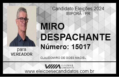 Candidato MIRO DESPACHANTE 2024 - IBIPORÃ - Eleições