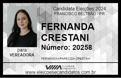 Candidato FERNANDA CRESTANI 2024 - FRANCISCO BELTRÃO - Eleições