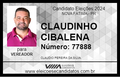 Candidato CLAUDINHO CIBALENA 2024 - NOVA FÁTIMA - Eleições