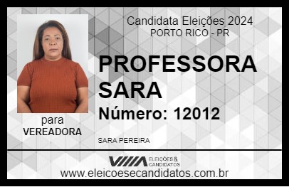 Candidato PROFESSORA SARA 2024 - PORTO RICO - Eleições