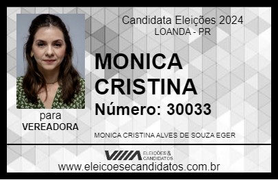 Candidato MONICA CRISTINA 2024 - LOANDA - Eleições