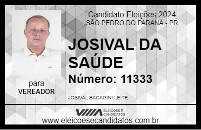 Candidato JOSIVAL DA SAÚDE 2024 - SÃO PEDRO DO PARANÁ - Eleições