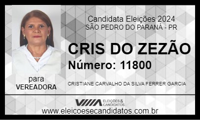 Candidato CRIS DO ZEZÃO 2024 - SÃO PEDRO DO PARANÁ - Eleições