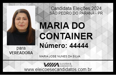 Candidato MARIA DO CONTAINER 2024 - SÃO PEDRO DO PARANÁ - Eleições