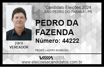 Candidato PEDRO DA FAZENDA 2024 - SÃO PEDRO DO PARANÁ - Eleições