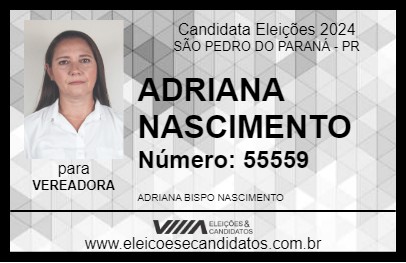 Candidato ADRIANA NASCIMENTO 2024 - SÃO PEDRO DO PARANÁ - Eleições