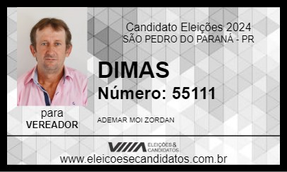 Candidato DIMAS 2024 - SÃO PEDRO DO PARANÁ - Eleições