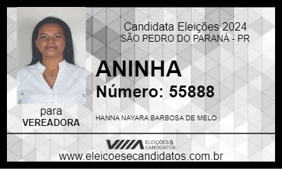 Candidato ANINHA 2024 - SÃO PEDRO DO PARANÁ - Eleições