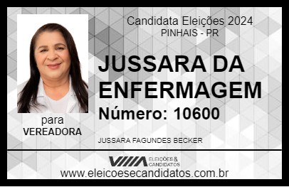 Candidato JUSSARA DA ENFERMAGEM 2024 - PINHAIS - Eleições