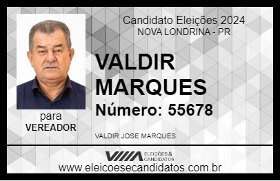 Candidato VALDIR MARQUES 2024 - NOVA LONDRINA - Eleições