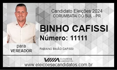 Candidato BINHO CAFISSI 2024 - CORUMBATAÍ DO SUL - Eleições