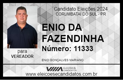 Candidato ENIO DA FAZENDINHA 2024 - CORUMBATAÍ DO SUL - Eleições