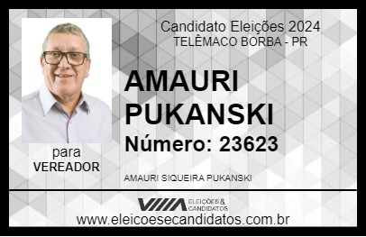 Candidato AMAURI PUKANSKI 2024 - TELÊMACO BORBA - Eleições