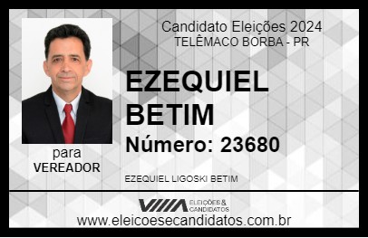 Candidato EZEQUIEL BETIM 2024 - TELÊMACO BORBA - Eleições