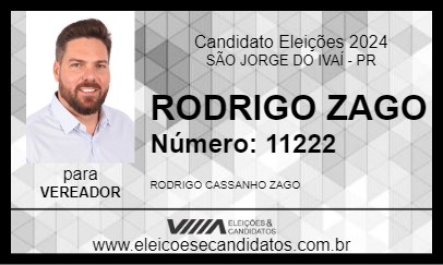 Candidato RODRIGO ZAGO 2024 - SÃO JORGE DO IVAÍ - Eleições