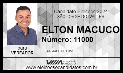 Candidato ELTON MACUCO 2024 - SÃO JORGE DO IVAÍ - Eleições