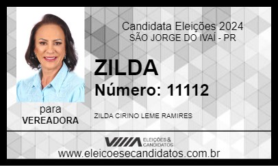 Candidato ZILDA 2024 - SÃO JORGE DO IVAÍ - Eleições