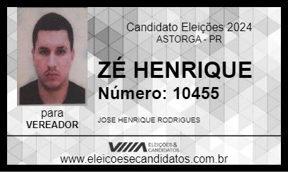 Candidato ZÉ HENRIQUE 2024 - ASTORGA - Eleições