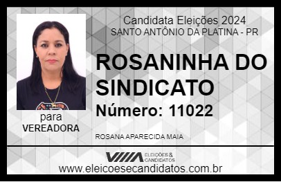 Candidato ROSANINHA DO SINDICATO 2024 - SANTO ANTÔNIO DA PLATINA - Eleições