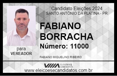 Candidato FABIANO BORRACHA 2024 - SANTO ANTÔNIO DA PLATINA - Eleições