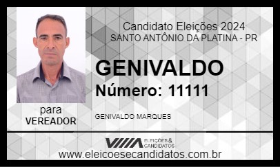 Candidato GENIVALDO 2024 - SANTO ANTÔNIO DA PLATINA - Eleições