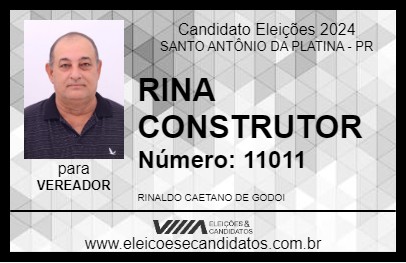 Candidato RINA CONSTRUTOR 2024 - SANTO ANTÔNIO DA PLATINA - Eleições