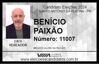 Candidato BENÍCIO PAIXÃO 2024 - SANTO ANTÔNIO DA PLATINA - Eleições