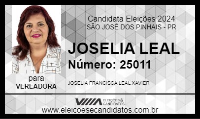 Candidato JOSELIA LEAL 2024 - SÃO JOSÉ DOS PINHAIS - Eleições