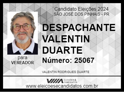 Candidato DESPACHANTE VALENTIN DUARTE 2024 - SÃO JOSÉ DOS PINHAIS - Eleições