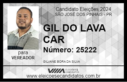 Candidato GIL DO LAVA CAR 2024 - SÃO JOSÉ DOS PINHAIS - Eleições