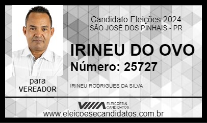 Candidato IRINEU DO OVO 2024 - SÃO JOSÉ DOS PINHAIS - Eleições