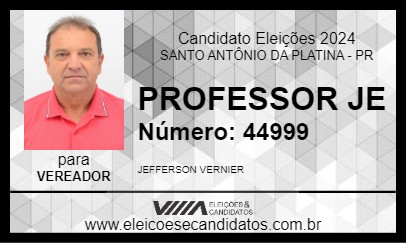 Candidato PROFESSOR JE 2024 - SANTO ANTÔNIO DA PLATINA - Eleições