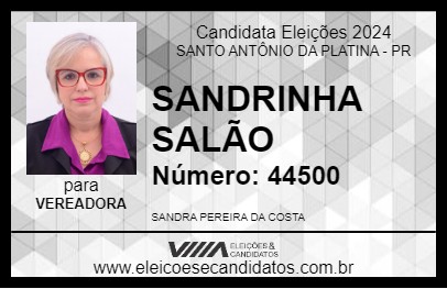 Candidato SANDRINHA SALÃO 2024 - SANTO ANTÔNIO DA PLATINA - Eleições