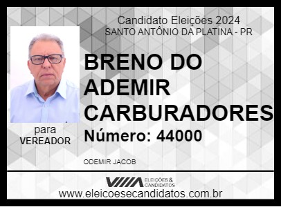 Candidato BRENO DO ADEMIR CARBURADORES 2024 - SANTO ANTÔNIO DA PLATINA - Eleições