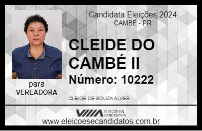 Candidato CLEIDE DO CAMBÉ II 2024 - CAMBÉ - Eleições