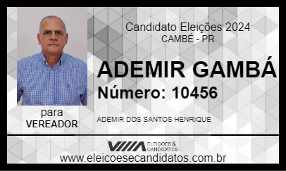 Candidato ADEMIR GAMBÁ 2024 - CAMBÉ - Eleições