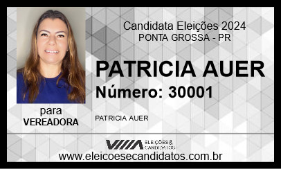 Candidato PATRICIA AUER 2024 - PONTA GROSSA - Eleições