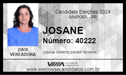 Candidato JOSANE 2024 - IVAIPORÃ - Eleições