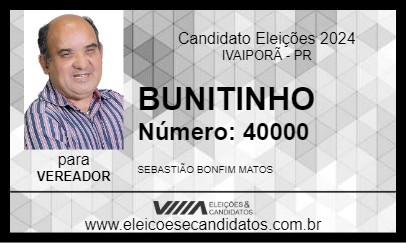 Candidato BUNITINHO 2024 - IVAIPORÃ - Eleições