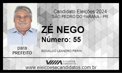 Candidato ZÉ NEGO 2024 - SÃO PEDRO DO PARANÁ - Eleições