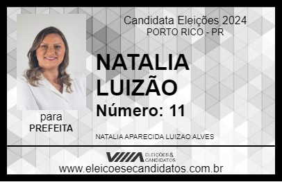 Candidato NATALIA LUIZÃO 2024 - PORTO RICO - Eleições